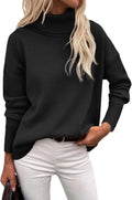 Women’s Turtleneck Sweater 2024 Fall Winter Chunky Knitted Pullover High Low Hem Trendy Basic Jumper Top