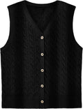 Womens Sweater Vest Cable Knit Button Down Cute Sleeveless Spring Summer Clothes 2025