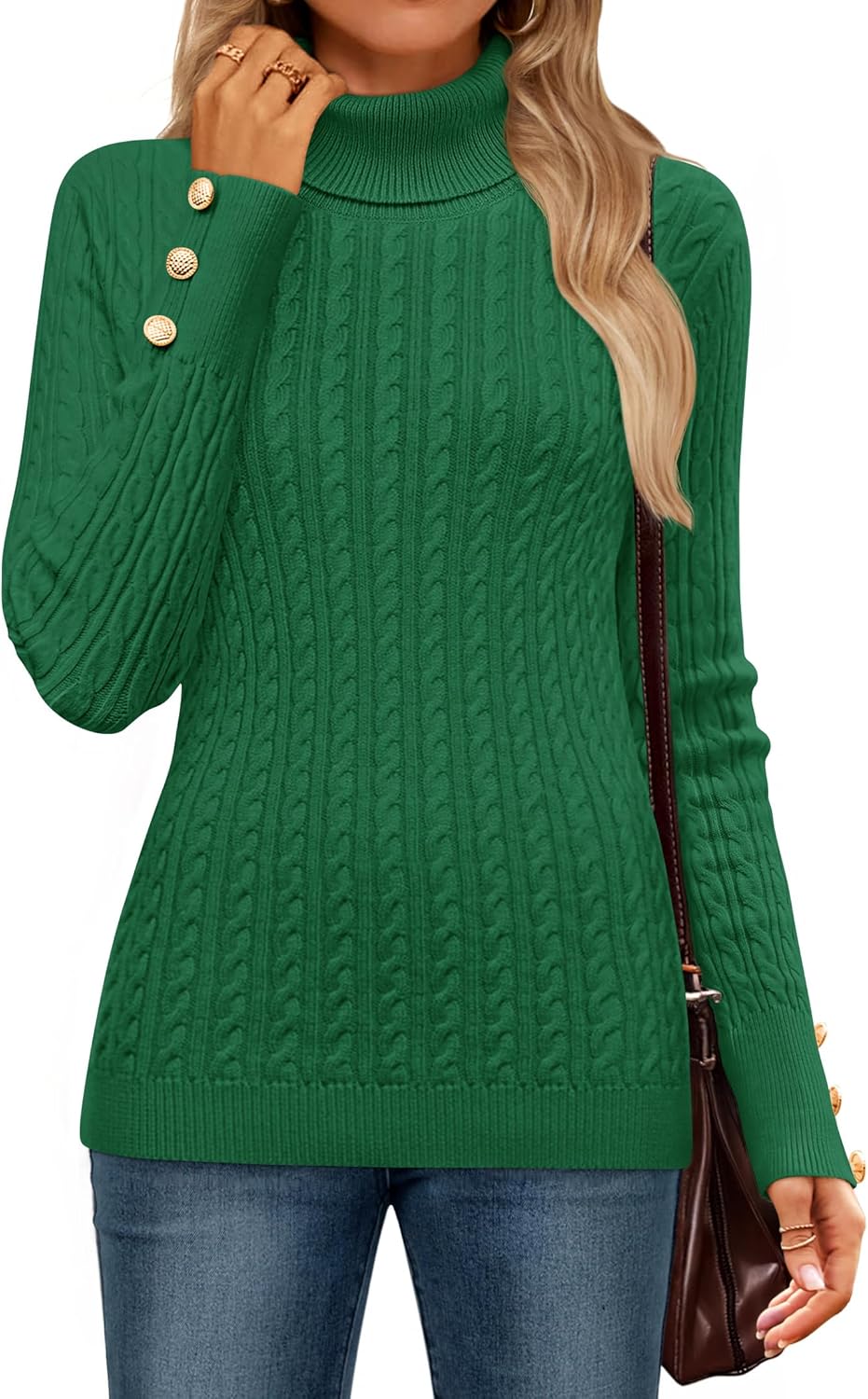 Women’s Turtleneck Cable Knit Spring Winter Long Sleeve Pullover Sweaters